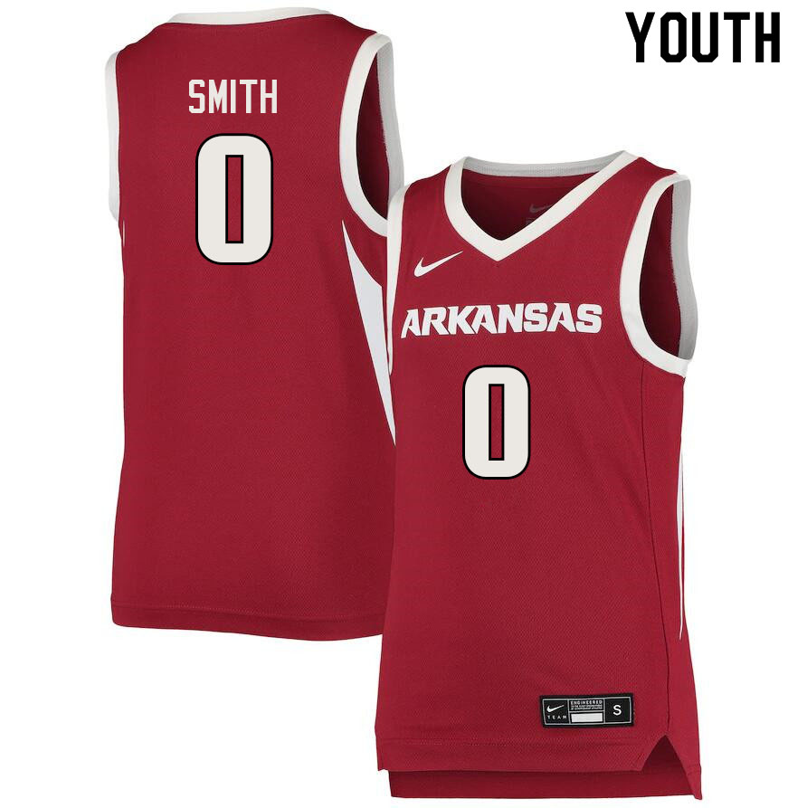 Youth #0 Justin Smith Arkansas Razorbacks College Basketball Jerseys Sale-Cardinal